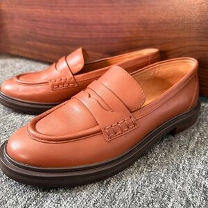 Madewell Vernon Penny Loafers Shoes Size 7.5 Brown Leather